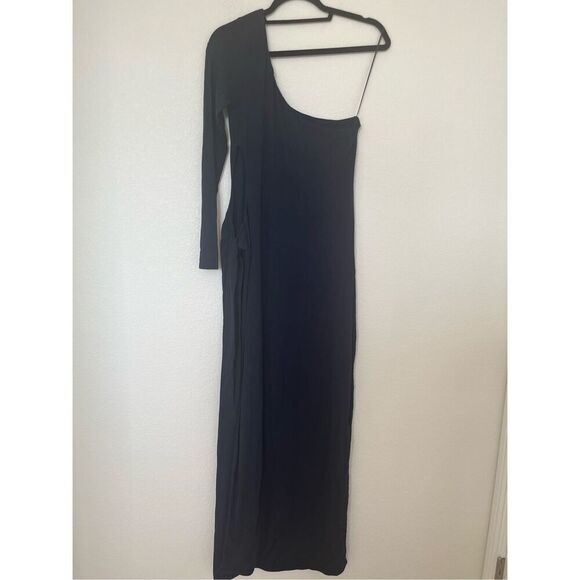 Naked Wardrobe One-shoulder Cutout Long Sleeve Dress In Navy Blue NEW - Picture 10 of 11